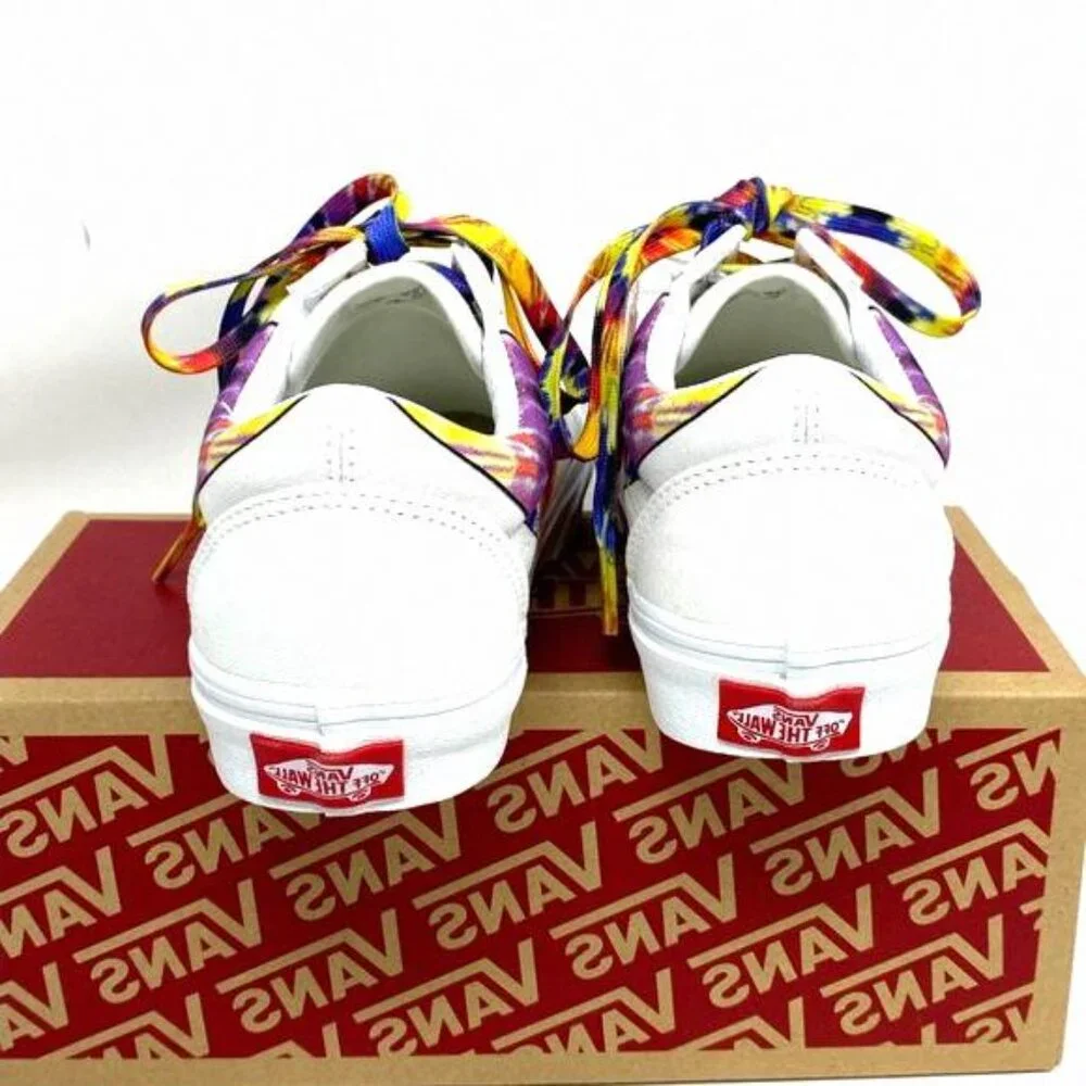 💖MEGA SALE💖VANS Old Skool Warp Canvas White Tie VN0A4U3B21R Women’s Shoe Dye